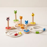 Wooden Rings Toss Game Colorful Creature Hoop Toss Cartoon for Preschoolers, Young Children, Playroom, Classroom, Backyard