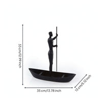Boatman Figurine Minimalist Paddleboat Figure Statue Sculptural for Desk