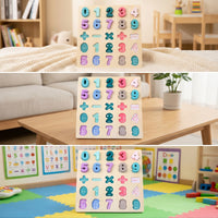 Educational Wooden Number Puzzle Early Learning Number Puzzle Chunky Math Board Solid Wood for Preschoolers, Toddlers, Homeschool, Classroom