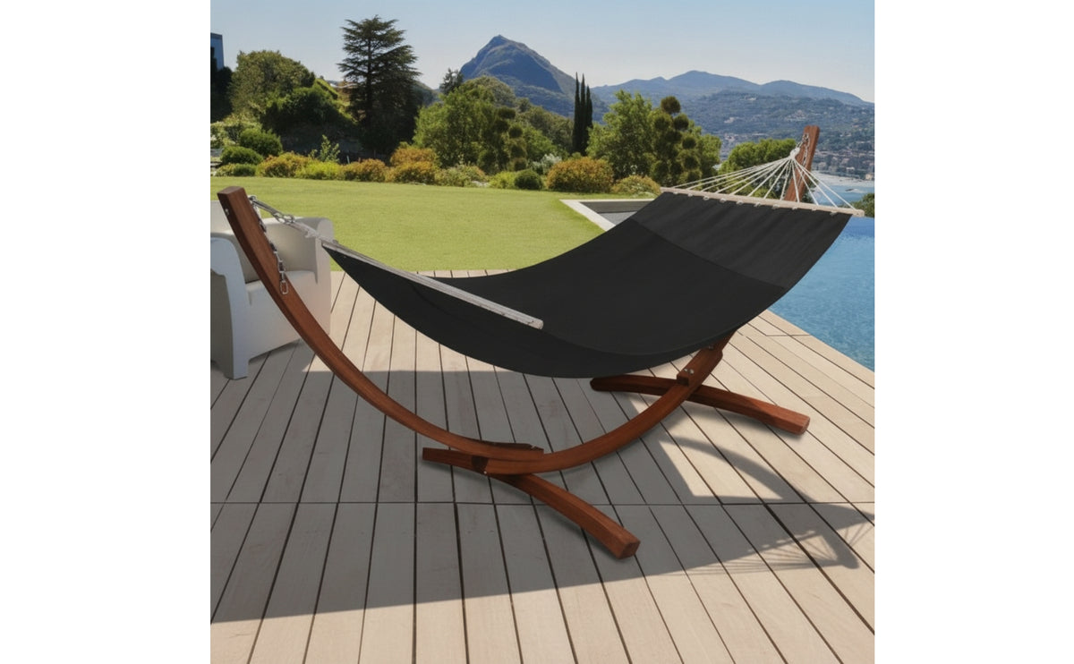 Hammock Chair with Stand Freestanding Hanging Chair with Stand Wooden Hanging Lounger with Frame for Adults, Balcony, Garden, Backyard
