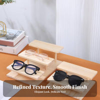 Sunglasses Storage Rack Space-Saving Wooden Glasses Display Stand Sturdy Construction Tiered Display Riser for Collectors, Retail Store, Market Stall