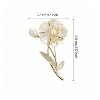 Floral Gemstone Brooch Elegant Flower Brooch Gold Brooches for Women, Formal Outfits, Office