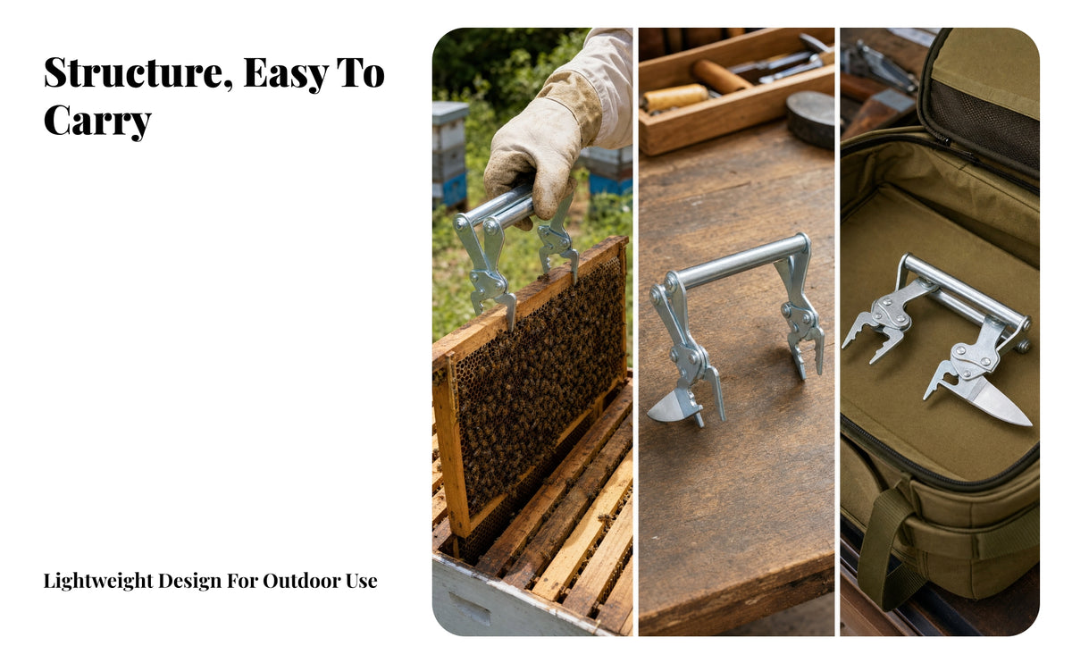 Galvanized Bee Box Frame Lifter Clamp Hinged Grip Beekeeping Frame Clamp Long Handle Bee Supplies 26 Cm for Beekeepers, Apiary