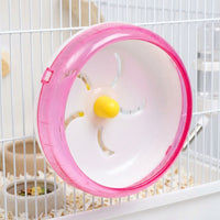 Silent Hamster Wheel, 17.5cm Hamster Wheel with Dual Bearings, Firm Crystal Running Surface for Golden Hamsters, Cage-Clip Mounting
