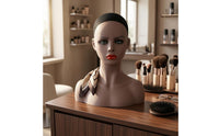 Manikin Head with Shoulders PVC Mannequin Head Bust Brown Complexion-Tone Hairpiece Stand