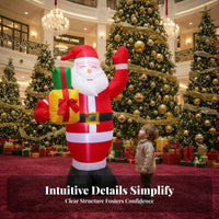Self-Inflating Blower Standing Santa Inflatable Black Base Inflatable Santa Saint Nick Bearded Holiday Decor Festive for Outdoor, Lawn