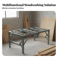 Foldable Design Folding Woodworking Table Heavy Duty Multifunctional Saw Table Stable Frame Portable Saw Workbench for Woodworkers, DIY Enthusiasts, Construction Workers, Job Site, Home Improvement, Garage