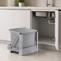 Trash Bin, Sorting Kitchen Trash Bin, Drawer Type, Pedal Operated, Matte Gray, Plastic, With Lid, Hygienic Under-Sink Storage