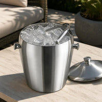 304 Stainless Steel Double-Layer Insulated Ice Bucket with Lid for Bar KTV Champagne Wine
