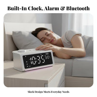 Multifunctional Ambient Sound Alarm Clock All-in-1 Bluetooth Speaker Clock Snooze Function for Heavy Sleepers, Adults, Dorm Room, Desk