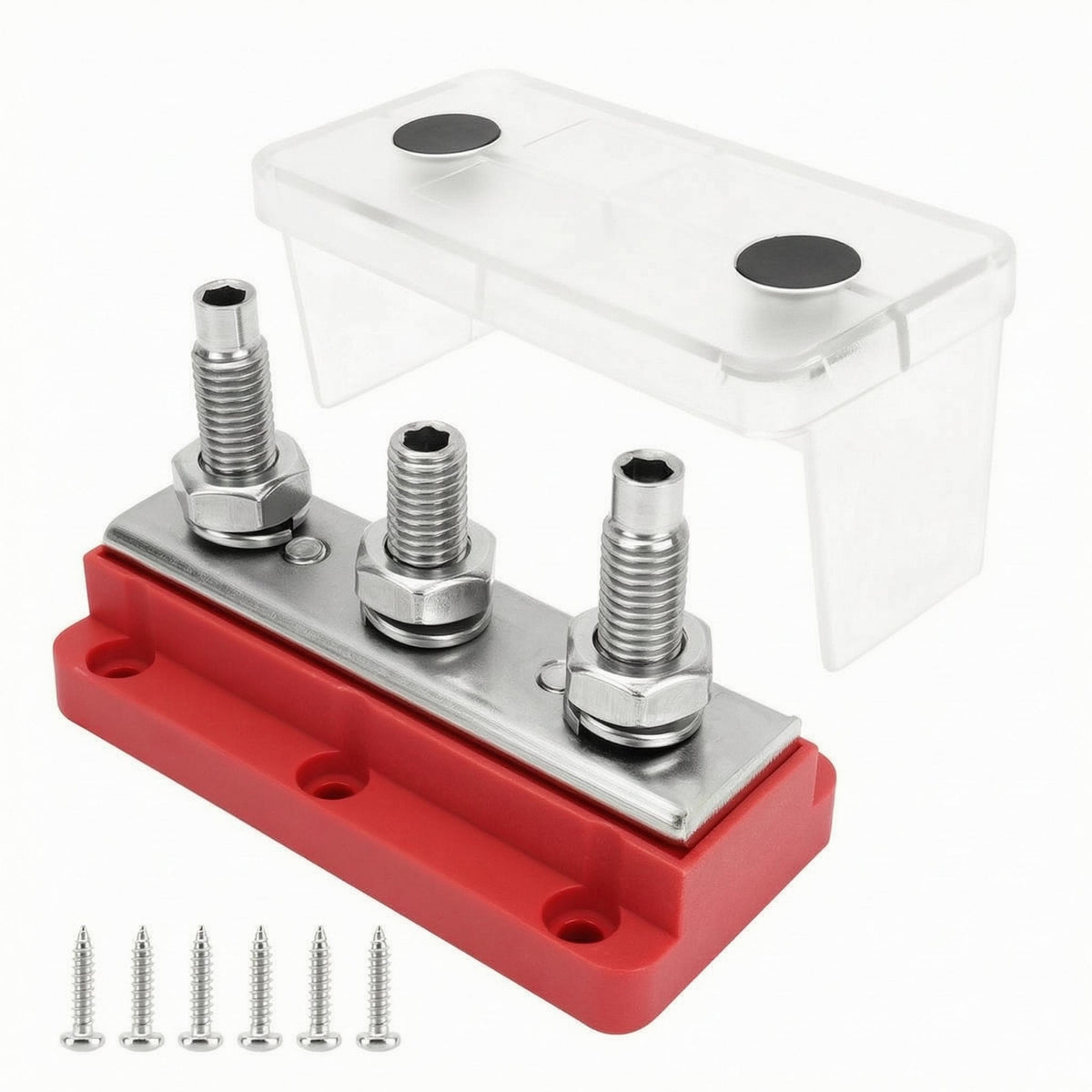 Heavy-Duty 300A Bus Bar Mounting Holes Terminal Stud Bus Bar Threaded Studs Busbar with Cover Metal Plate