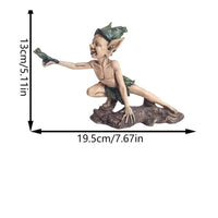 Elf Figurine with Frog Outdoor Elf Figurine Whimsical Frog Statue for Collectors