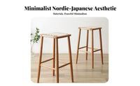 Vintage Design Backless Woven High Seat Built-in Footrests Bar Stool Breathable Counter Chair Anti-Slip Footpads for Homeowners, Business Owners, Interior Designers, Kitchen, Restaurant, Cafe, Dining Room