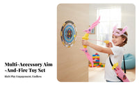 Indoor outdoor-activity Suction disc archery launcher and bolt Set with targeting board Wearable bolt holder Sports Toy for children, Beginners, Boys, Kindergarten, Playroom, rearyard, Home