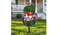 Red White Blue Patriotic Topiary Festive Stake-Mounted Garden Topiary Decorative Accents Patriotic Yard Decoration Low Maintenance for Porch