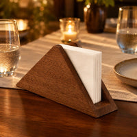 Warm Brown Desktop Tissue Dispenser Rounded Edges Wood Tissue Holder Accessible Slot Wooden Napkin Holder