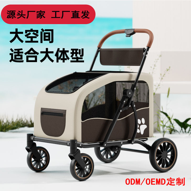 Large Foldable Pet Stroller for Medium and Large Dogs, Outdoor Use, Senior Dog Cart