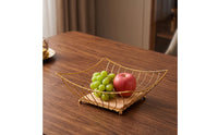 Modern Square Fruit Basket Decorative Fruit Basket with Wooden Base Elegant Versatile for Coffee Table