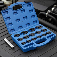 15 Pieces Oil Line Use Metric Flare Nut Wrench Set Tight Space Reach Crowfoot Wrench Set Mirror Polished Hand Tool for Technicians