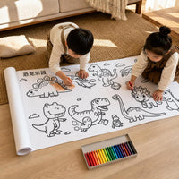 Kids' Creative Coloring Roll with Dinosaur & Animal Themes, Long Hand-Painted Doodle Scroll