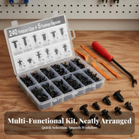245 Pieces 240 Piece Car Retainer Clip Kit Universal Fit Car Body Clips Assortment Comes with Storage Box Automotive Push Pin Rivet Set