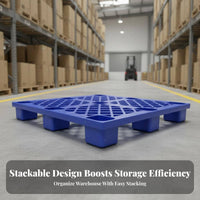 Grid Top Forklift Pallet Dampness-Resistant Pallet Sturdy 9 Leg Skid for Logistics Managers, Warehouse Workers, Distribution Center