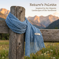 Linen Scarf, Lightweight Ethnic Style Shawl with Tassel Fringe, Crinkled Travel Wrap Accessory, Scarves for Women 78.7"x23.6