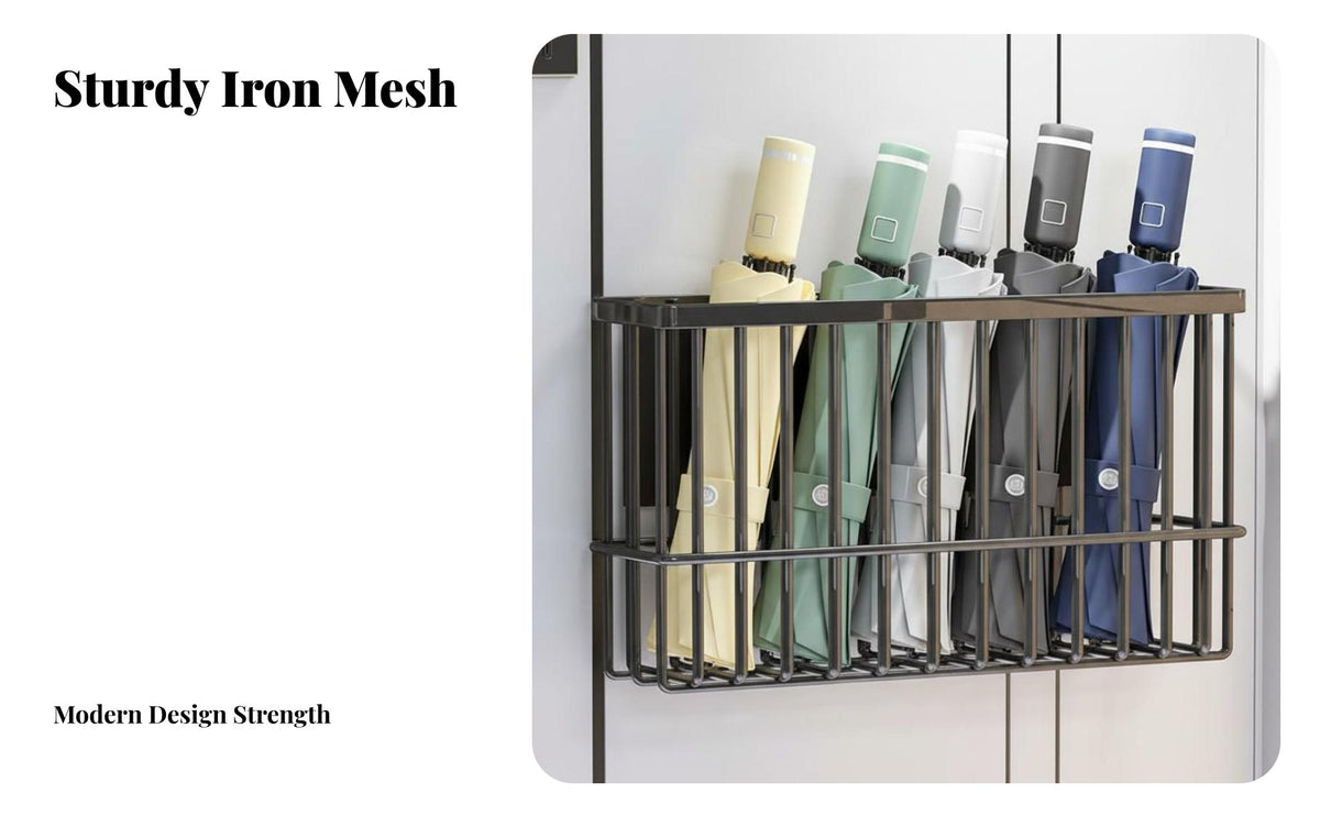Storage Basket Drill Installation Door Holder Space Saving Metal Wire Storage Shelf for Renters, Adults, Office, Kitchen, Pantry