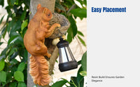 Resin Squirrel Solar Hanging Light, Outdoor Garden Decor, Waterproof Yard Sculpture