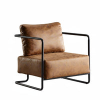 Retro Design Upholstered Sled Base Armchair Industrial Design Cafe Chair Sturdy Construction Commercial Furniture Comfortable Cushioning for Business Owners, Interior Designers, Homeowners, Restaurant, Tea House, Reception Area