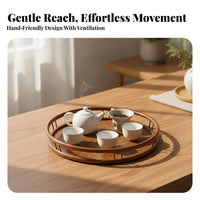 Tabletop Tea Utensil Storage Container | Handcrafted Wickerwicker-style, Bamboo Tea Ware Organizer