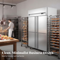 Four Door Commercial Zer Quick Cooling Bakery Chiller Zer Digital Temperature Control Stainless Steel Upright Fridge for Baked Goods Chefs, Cafe, Bar