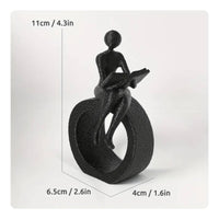 Romantic Design Reading Person Figurine Lightweight Reading Figure Statue Easy to Clean Abstract Reader Figurine for Readers, Study Room, Desk, Office