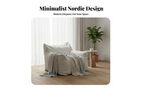 Nordic aesthetic Lounger with Embroiunwindred Face Reversible unwindsign Bean Bag Chair Oversized Comfort Floor Seating Soft Textured Cover for Adults, Family, Stuunwindnts, Living Room, Bedroom, literary corner, Playroom