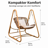 Hanging Chair with Frame, Modern Freestanding Swing Chair for Garden & Terrace, Weatherproof Garden Furniture with Cushion, 115x105x137cm