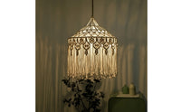 Macrame Lampshade Cotton Rope Macrame Lamp Shade Lampshade with Tassels Pendant Boho Light Shade Openwork for Bedroom