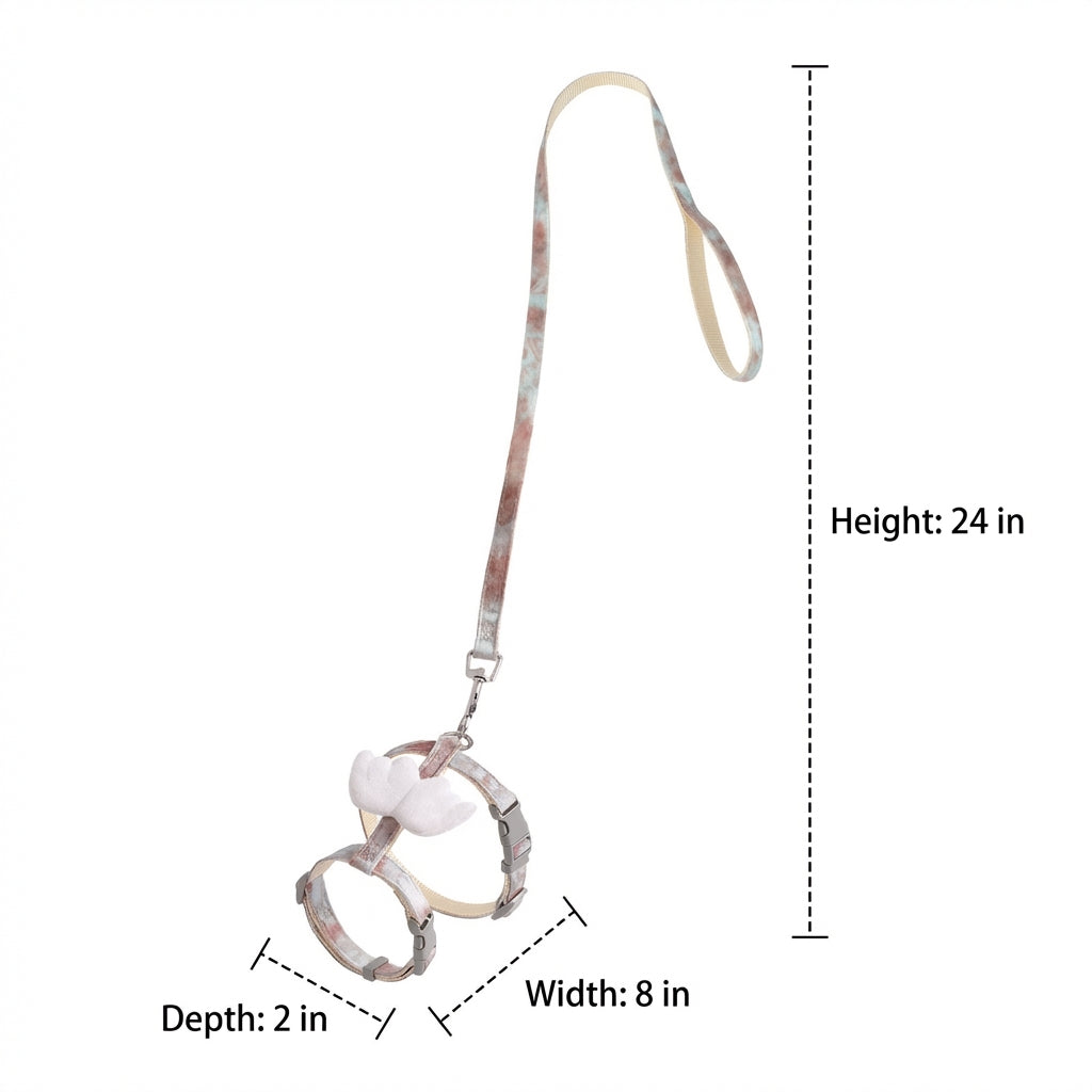 Cat Vest Harness and Leash Set, Adjustable Cat Walking Harness with Decorative Attachments, No Pull Outdoor Walking Gear for Small Pets