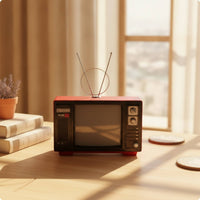 Vintage Television Model with Antenna Decorative Television Ornament with Antennae Collectible Prop for Photography