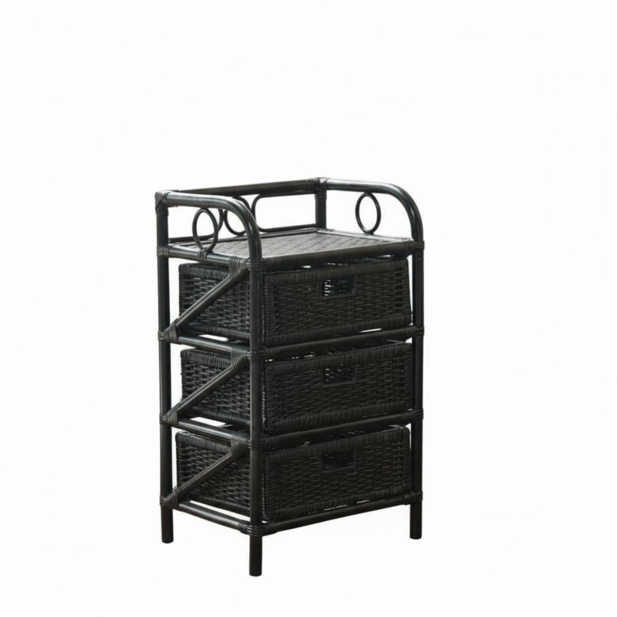Japanese Aesthetic Wicker 4-Drawer Unit Hand-Woven 4-Drawer Basket Stand Natural Design Storage Cabinet Multi-Purpose for Homeowners, Renters, Parents, Bedroom, Living Room, Balcony, Bathroom