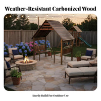 Covered Seating with Benches Weather-Resistant Gazebo Sun Protection Pavilion for Residents, Gathering Hosts, Courtyard, Backyard, Waterfront