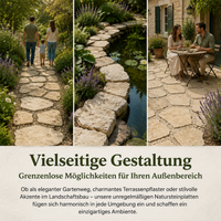 Natural Stone Slabs Stepping Stones for Garden, Irregular Broken Stone Slabs, Light Yellow, Weatherproof for Paths and Lawn