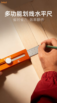 Multifunctional Aluminum Alloy Marking Ruler with Level, Portable Pocket Ruler, Retractable, Woodworking Positioning Tool