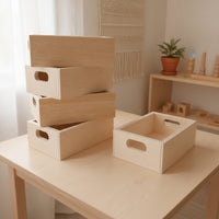5 Pieces Wooden Boxes with Handles Farmhouse Rustic Nesting Box Sensory Play Trays Space-Saving for Children, Playrooms