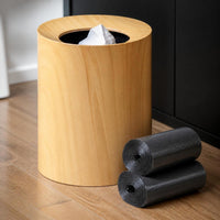 Wood Grain Waste Bin for Home, Office, Hotel - 12L Luxury Retro Style Trash Can
