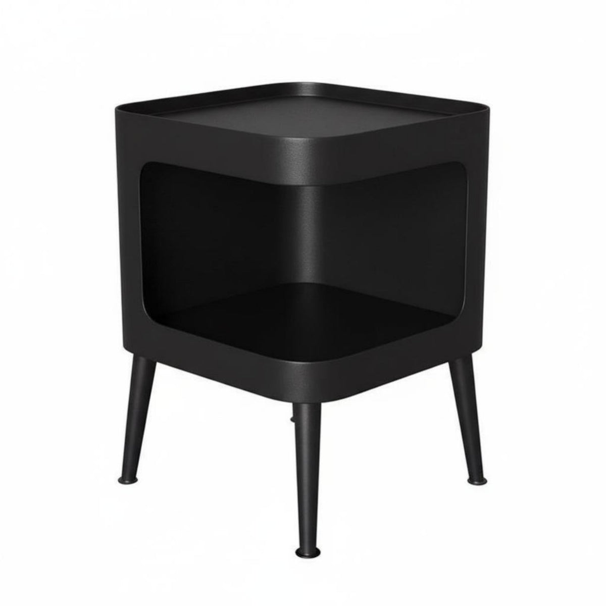 Mid-Century-Century Modern Design Arched End Table with Beaded Legs Vintage Aesthetic Nightstand Multi-Layer Storage Household Furniture Accessible and Closed Compartments for Homeowners, Apartment Dwellers, Students, Bedroom, Living Room, Study, Office