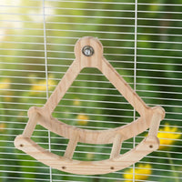 Pirate Ship Parrot Toy with Mirror, Solid Wood Play Stand with 2 Perches, Wooden Parrot Toys and Parrot Perch Gym Toys for Parakeets Cockatiels
