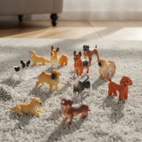 12 Pieces Painted Miniature Dog Figurines Compact Dog Figure Lovely Toy Dogs Active for Desk Decor, Diorama
