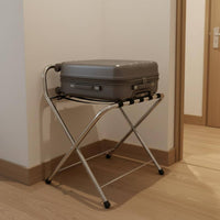 Space Saving Stainless Steel Luggage Rack Heavy Duty Foldable Suitcase Rack Sturdy Travel Furniture