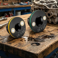 2 Pieces Black Finish Socket Adapter Conversion Head Round Disc Design Square Drive Adapter Set Metal Tool Accessory Retaining Holes