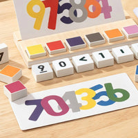 Hands-on Wooden Math Toy Child-Led Wooden Toy with Cards Colorful Number Blocks Preschool for Tabletop, Home Study